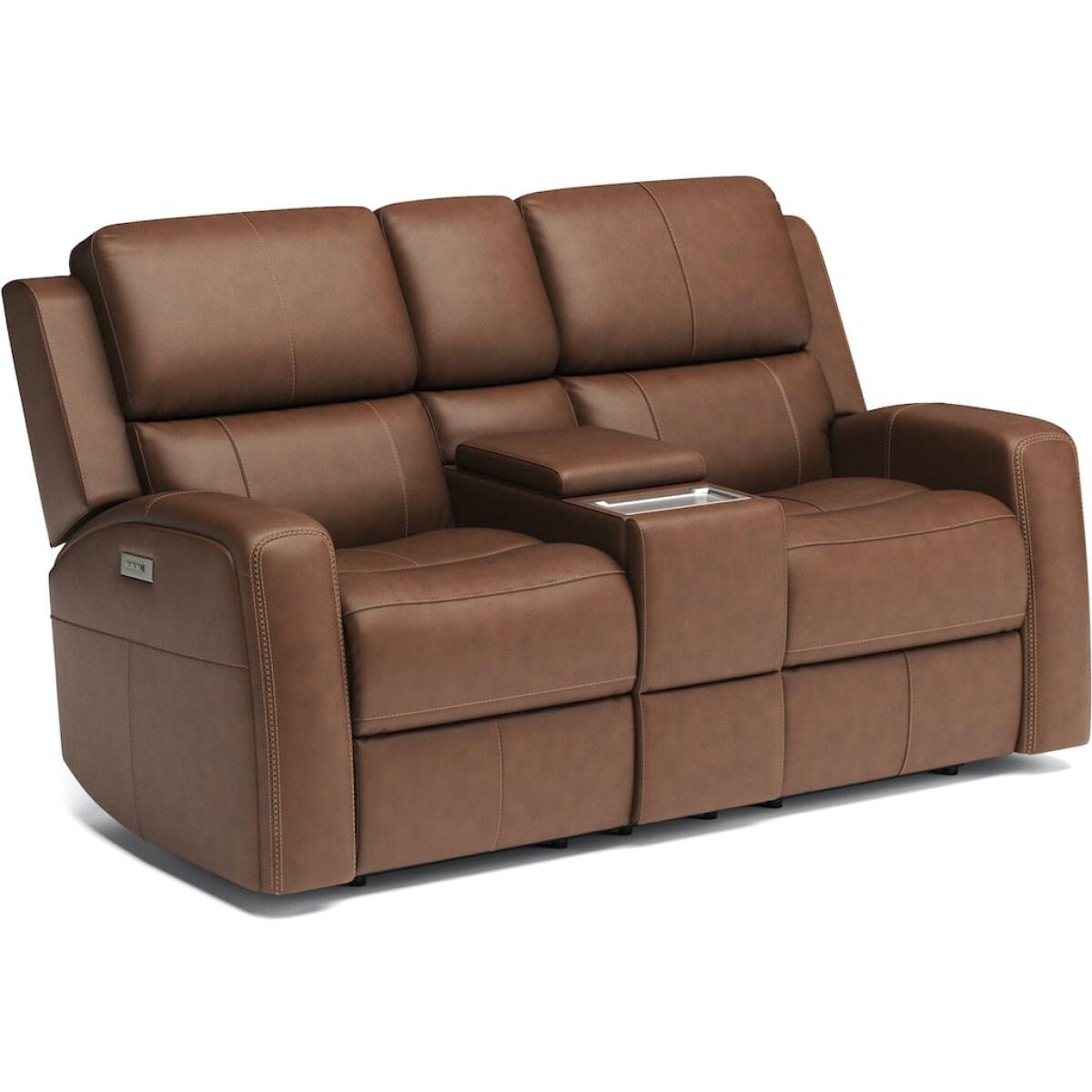 Linden Power Reclining Loveseat with Console and Power Headrests and Lumbar Loveseats Customizable 7