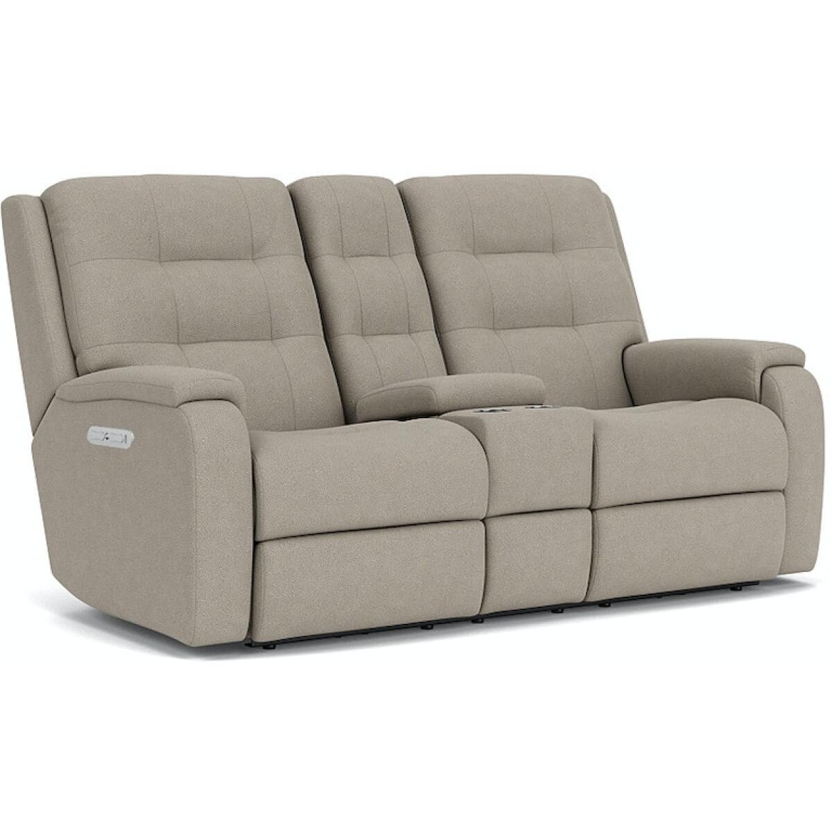 Arlo Power Reclining Loveseat with Console and Power Headrests and Lumbar Loveseats Customizable 7