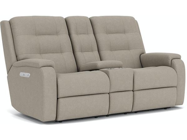 Arlo Power Reclining Loveseat with Console and Power Headrests and Lumbar Loveseats Customizable 12