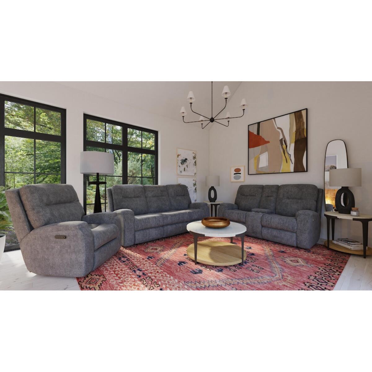 Penn Power Reclining Sofa with Power Headrests and Lumbar Sofas Customizable 6
