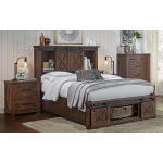 Sun Valley Dark Brown Queen Storage Hdbr W/ Rotating Storage