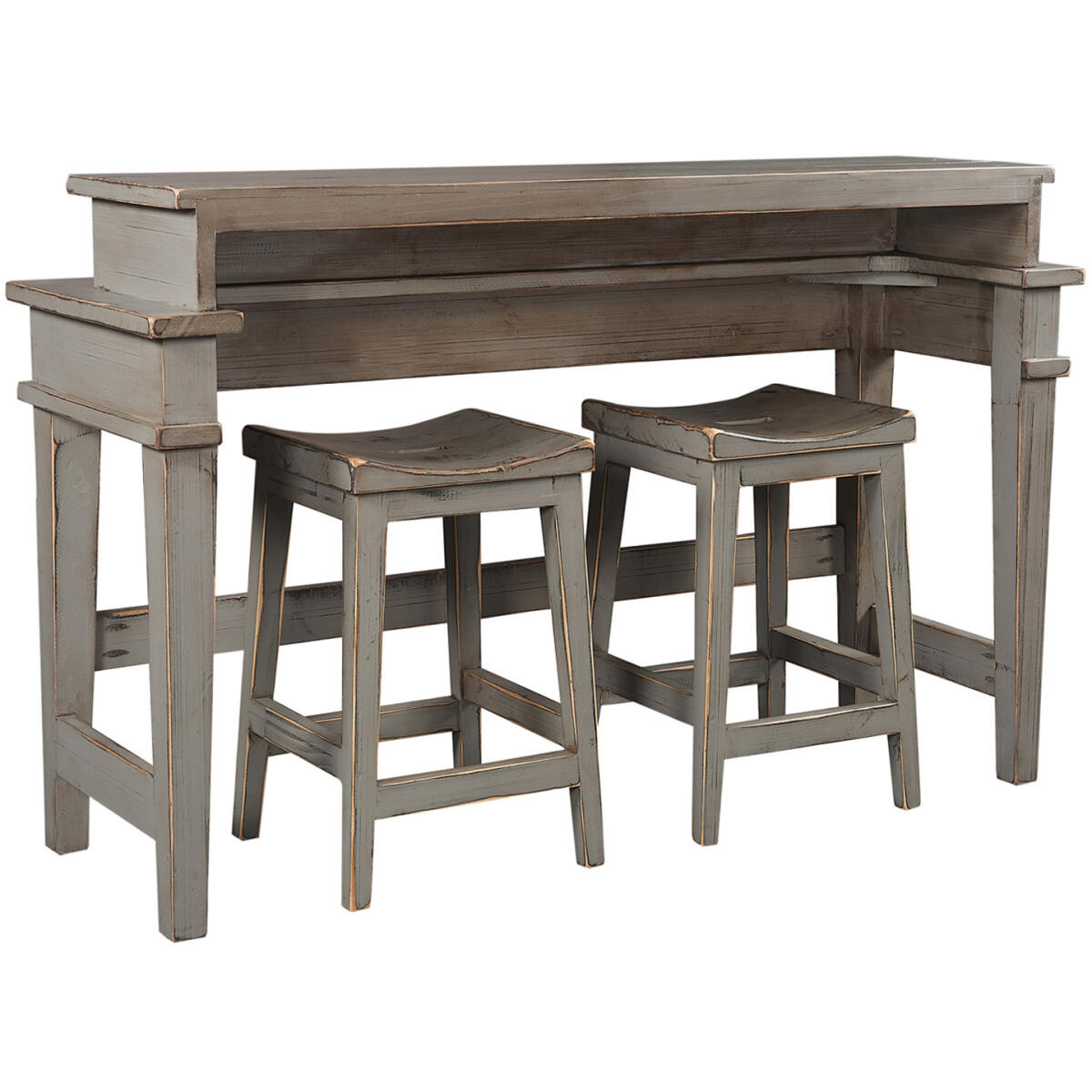 Reeds Farm Collection Console Bar Table With Two Stools Console Tables Aspen Home 8