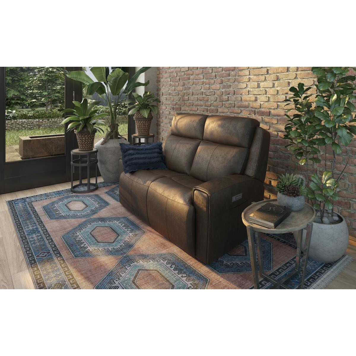 Barnett Power Reclining Loveseat with Power Headrests and Lumbar Loveseats Customizable 6