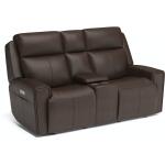 Barnett Power Reclining Loveseat with Console and Power Headrests and Lumbar