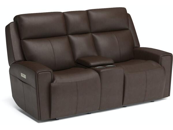 Barnett Power Reclining Loveseat with Console and Power Headrests and Lumbar Loveseats Customizable