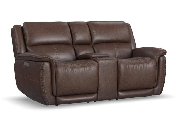 Beau Power Reclining Loveseat with Console and Power Headrests Loveseats Customizable
