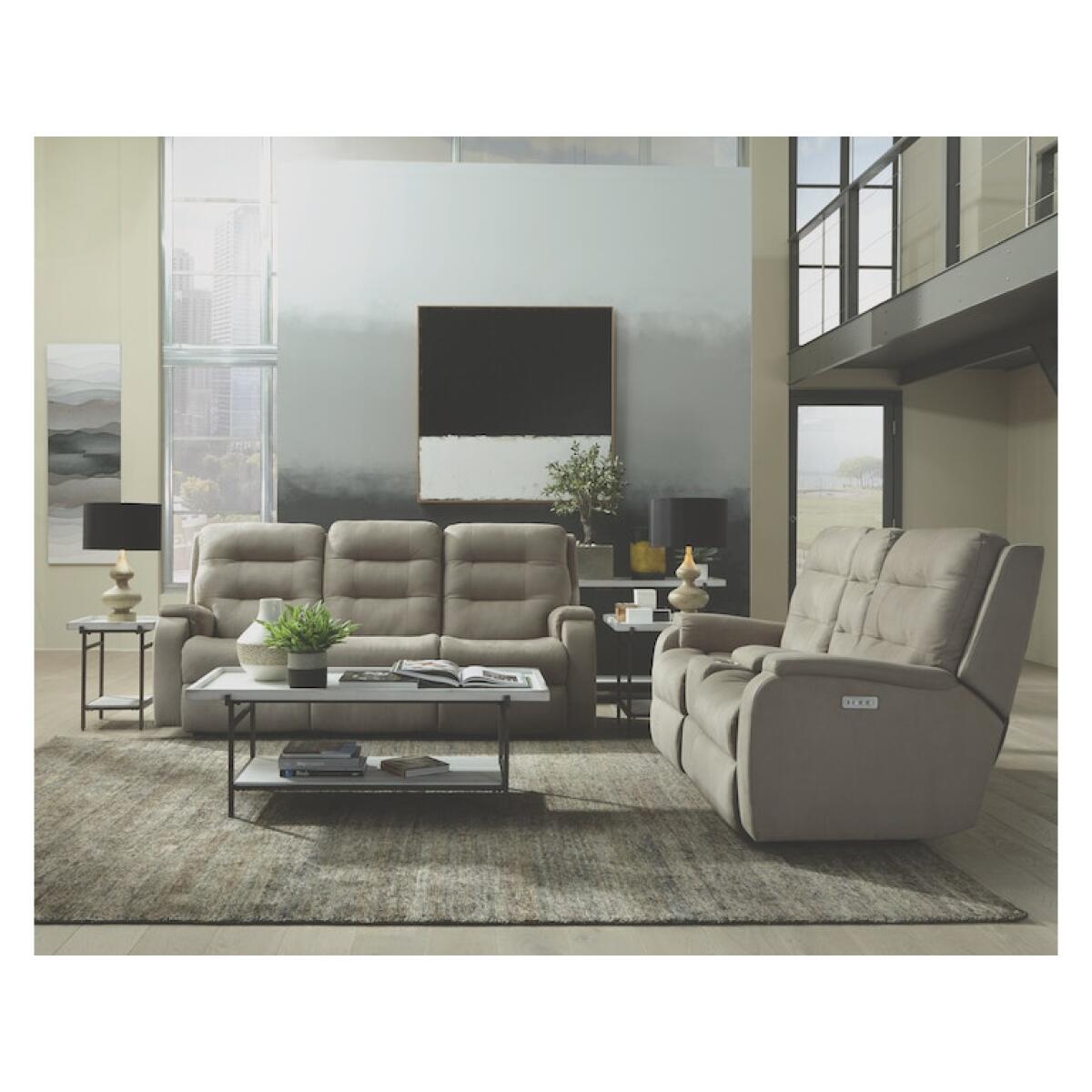 Arlo Power Reclining Loveseat with Console and Power Headrests and Lumbar Loveseats Customizable 10