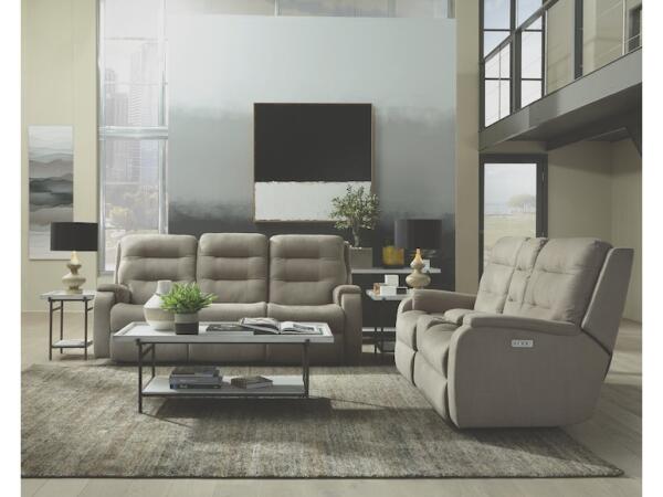 Arlo Power Reclining Loveseat with Console and Power Headrests and Lumbar Loveseats Customizable 15