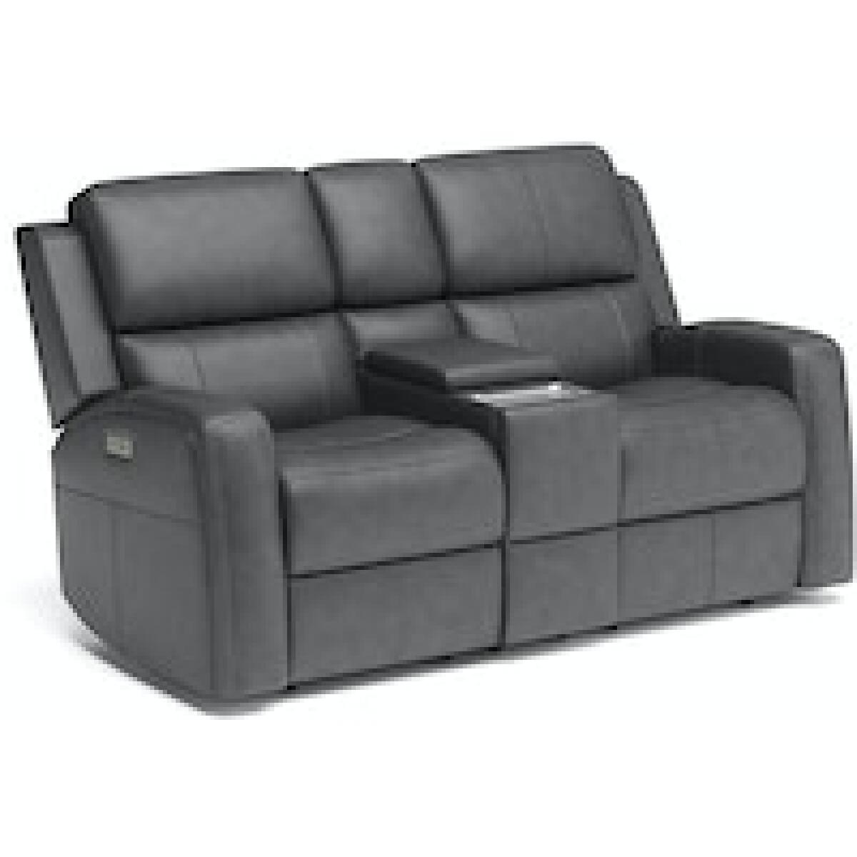 Linden Power Reclining Loveseat with Console and Power Headrests and Lumbar Loveseats Customizable 8
