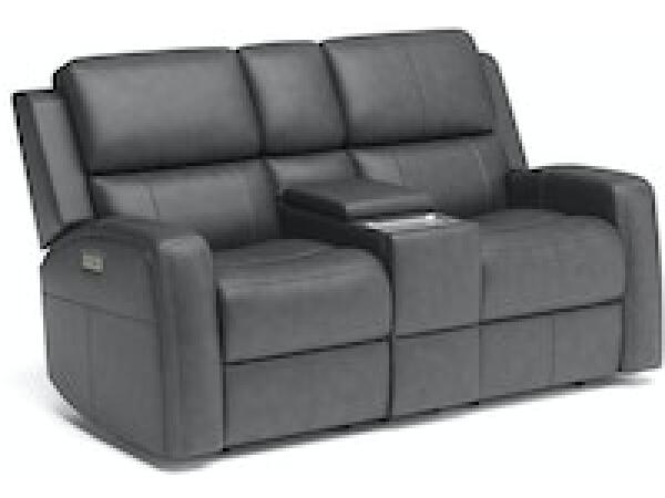 Linden Power Reclining Loveseat with Console and Power Headrests and Lumbar Loveseats Customizable 14