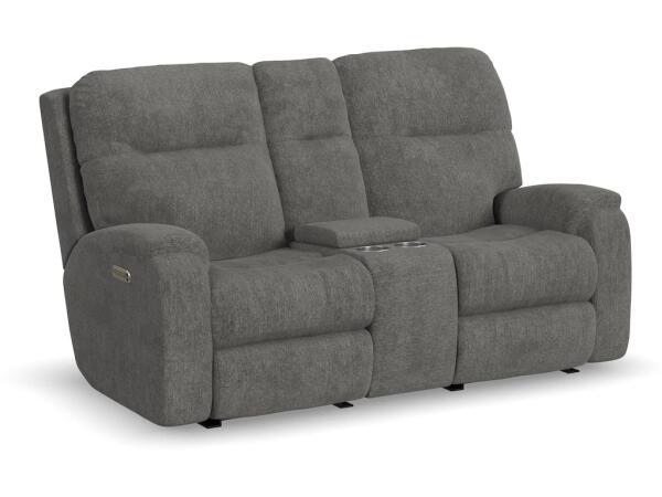 Penn Power Reclining Loveseat with Console and Power Headrests and Lumbar Loveseats Customizable