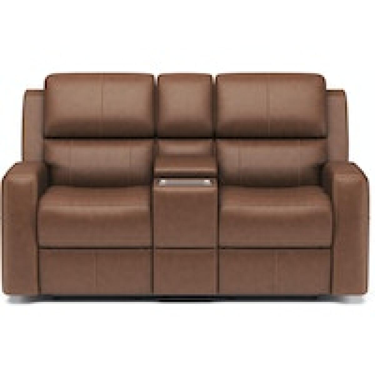 Linden Power Reclining Loveseat with Console and Power Headrests and Lumbar Loveseats Customizable 9