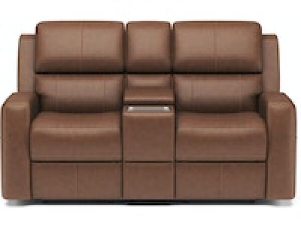 Linden Power Reclining Loveseat with Console and Power Headrests and Lumbar Loveseats Customizable 15