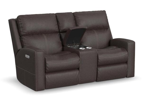Score Power Reclining Loveseat with Console and Power Headrests and Lumbar Loveseats Customizable