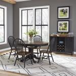 Carolina Crossing 5 Piece Pedestal Table Set- Black