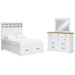 Ashbryn Queen Panel Storage Bed, Dresser and Mirror