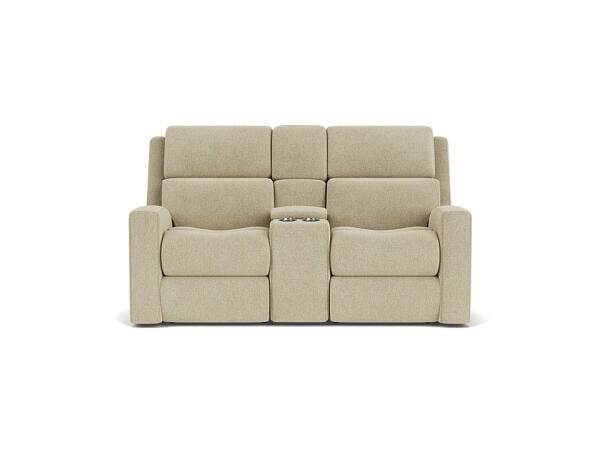 Score Power Reclining Loveseat with Console and Power Headrests and Lumbar Loveseats Customizable