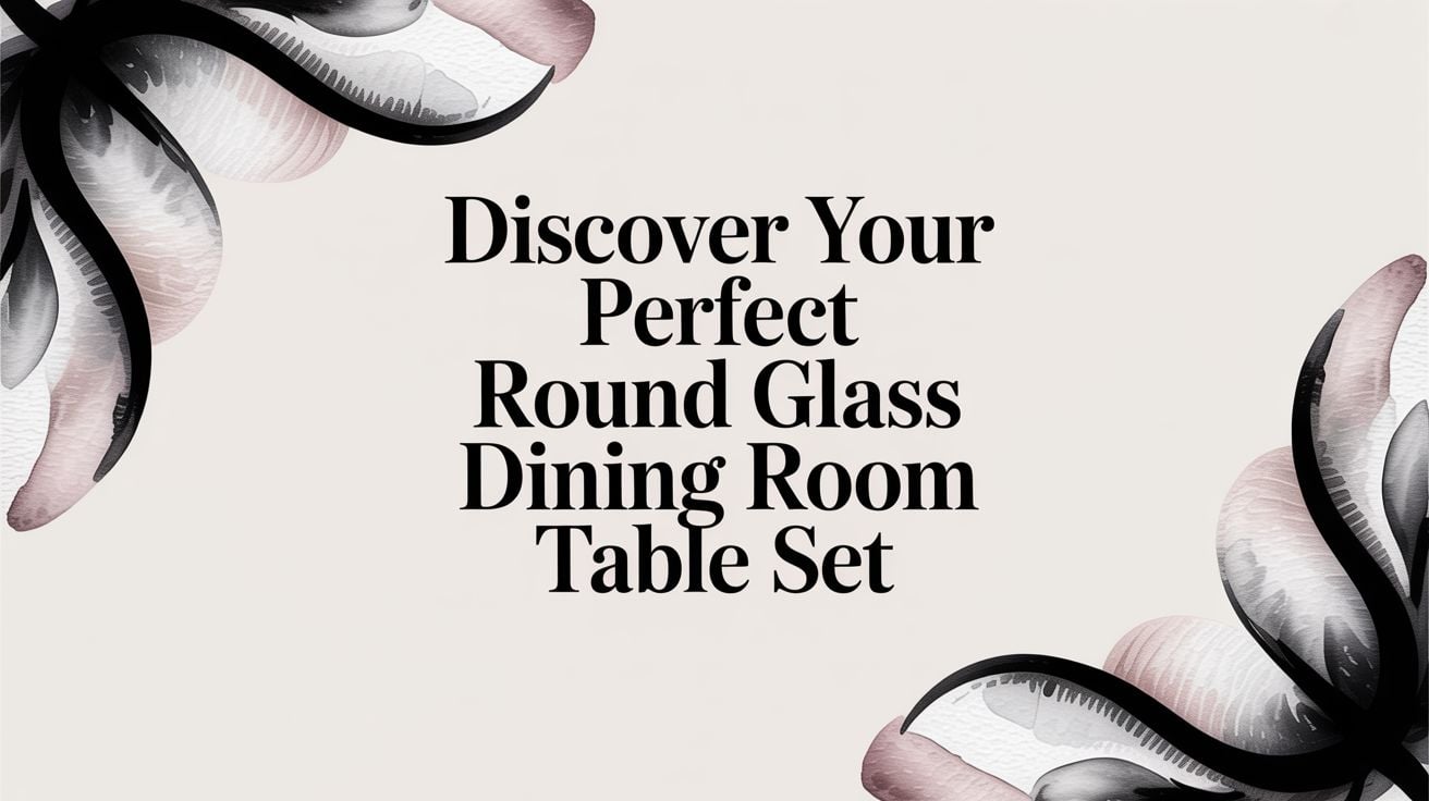 Round Glass Dining Room Table Set Floral Graphic