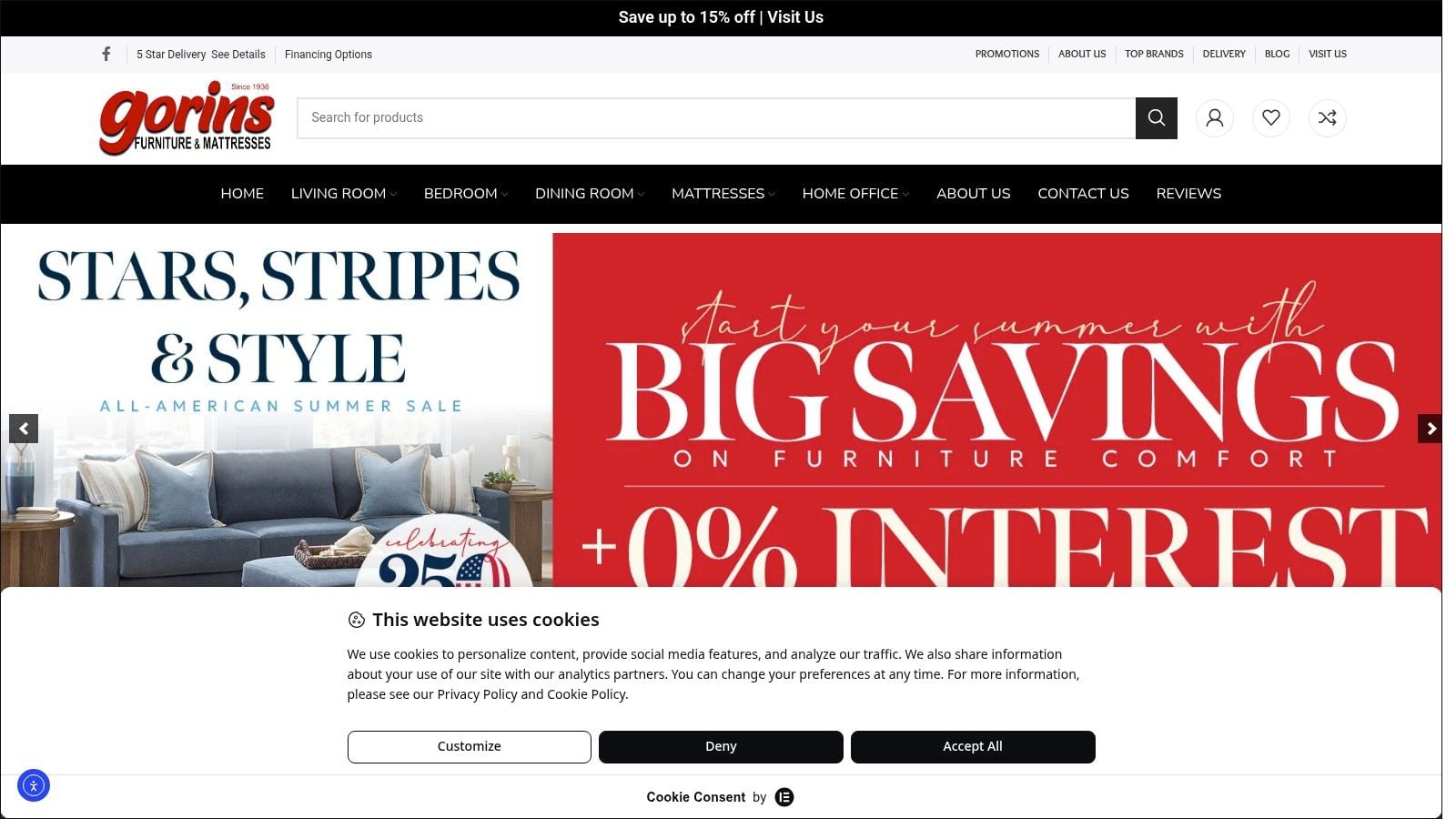 Screenshot from https://www.gorinsfurniture.com/