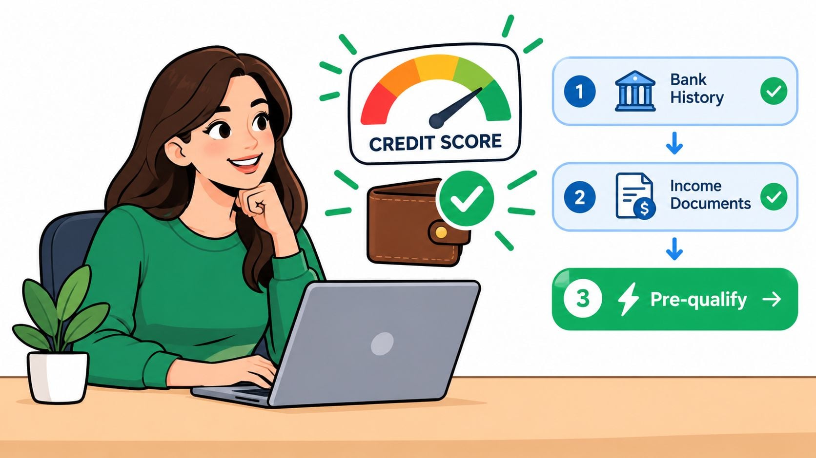 A woman using a laptop to research mattress financing options for individuals with bad credit scores.